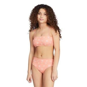 Billabong girls bikini top orange floral size 14